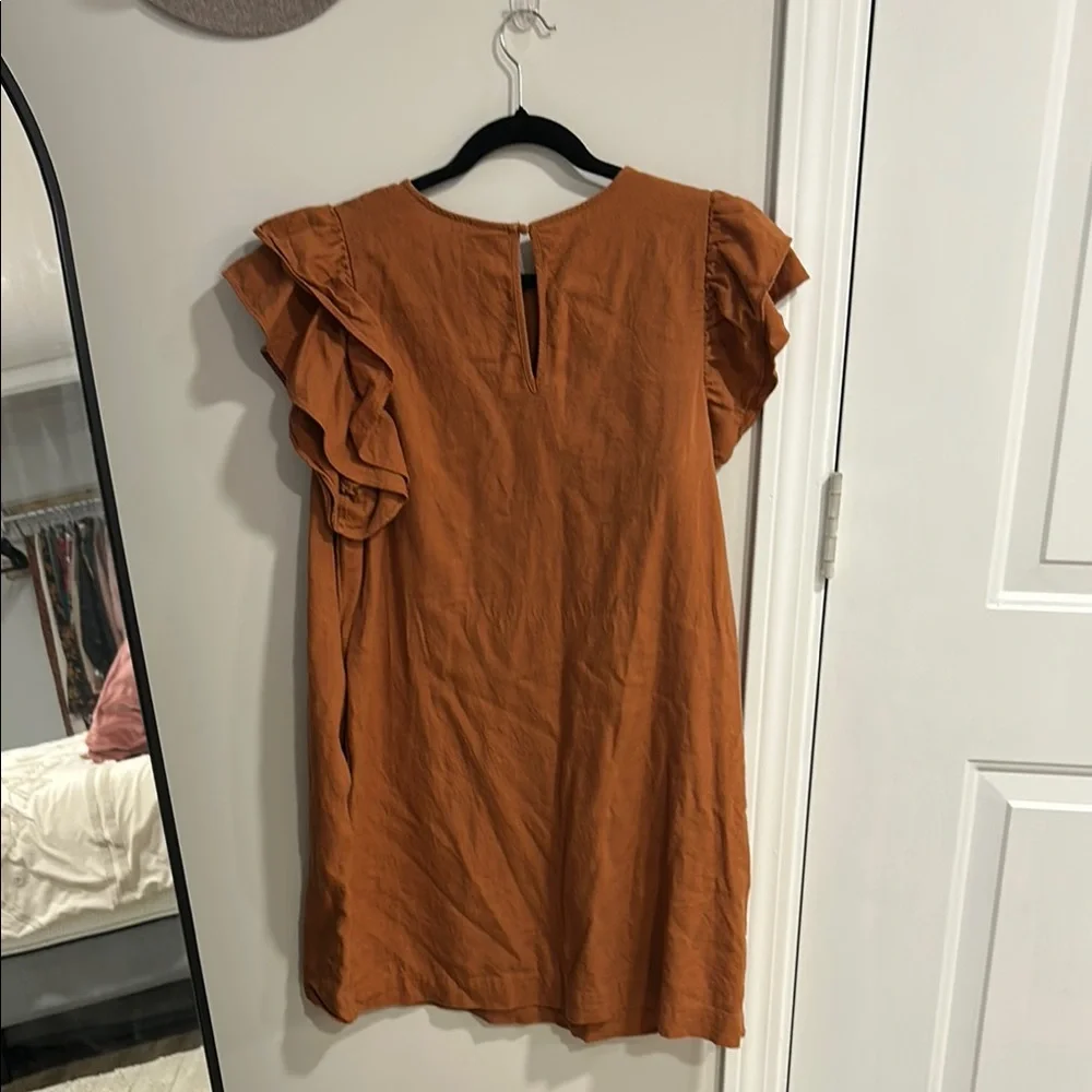 Women's Ruffled Sleeve Top - Rust - Picture 4 of 4